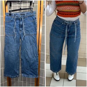 Retro High Waisted Cropped Jean with Denim Belt